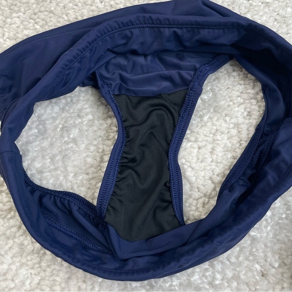 Lands End Tankini Set Navy Blue Sz 8 Cinch Ruched Vacation Beach Cruise Swim - Picture 5 of 15